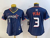Women's Houston Astros #3 Jeremy Pena Navy 2025 City Connect With Texas Patch Limited Stitched Jersey,baseball caps,new era cap wholesale,wholesale hats